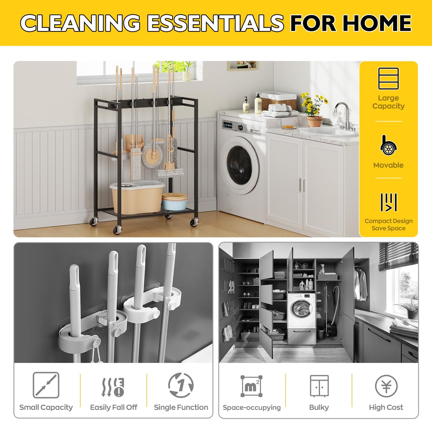BORISI Broom and Mop Holder