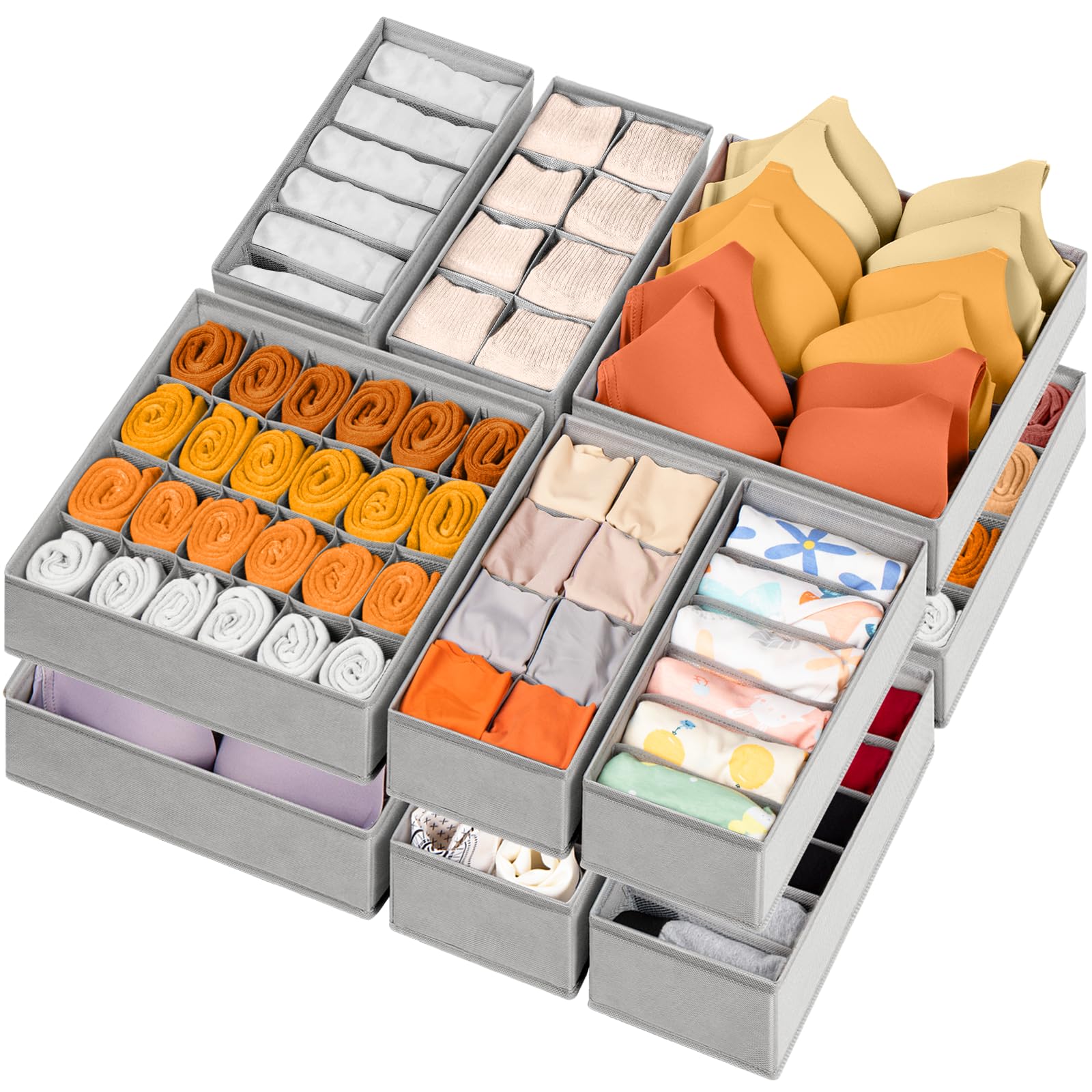 Drawer Organizer Dividers Fabric Foldable Closet Storage Bins Underwear Socks Bra Scarf Organizer