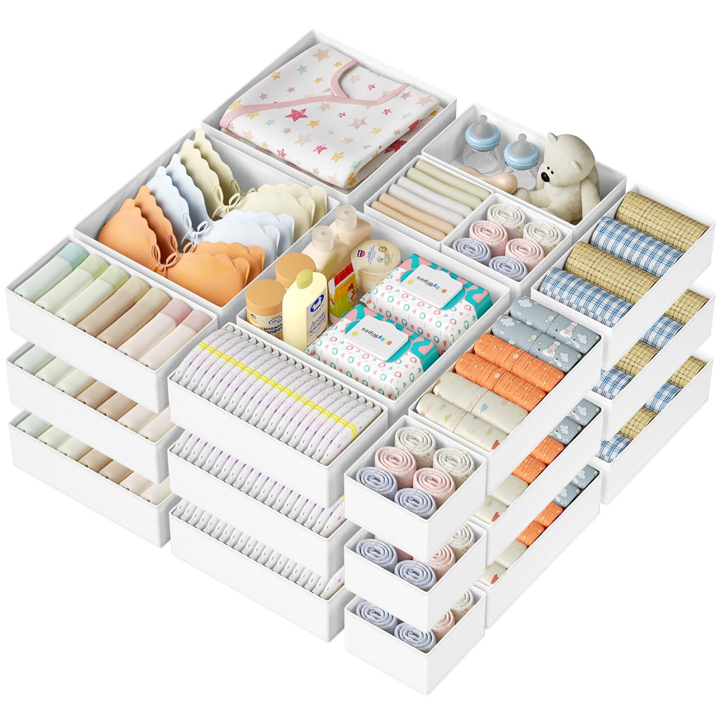 DIMJ Drawer Organizer Clothes Storage 24 Pack