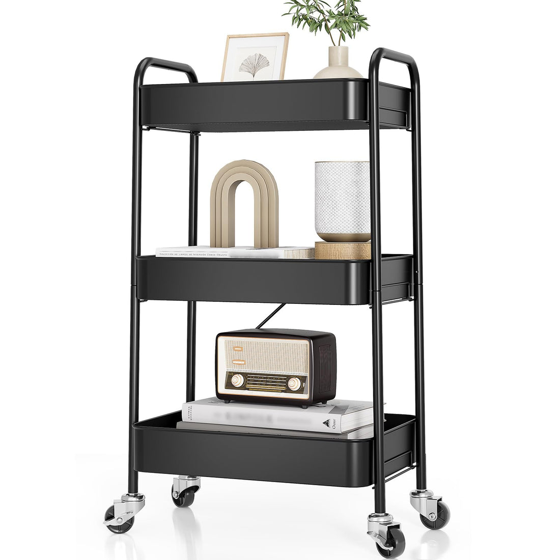 TOOLF Metal Rolling Cart with Wheels
