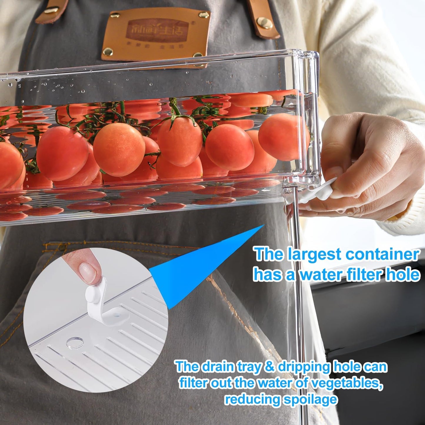 Stackable Refrigerator Organizer Storage Bins Clear BPA Free Fridge Containers with Lids Food Storage Organizer
