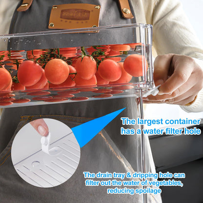 Stackable Refrigerator Organizer Storage Bins Clear BPA Free Fridge Containers with Lids Food Storage Organizer