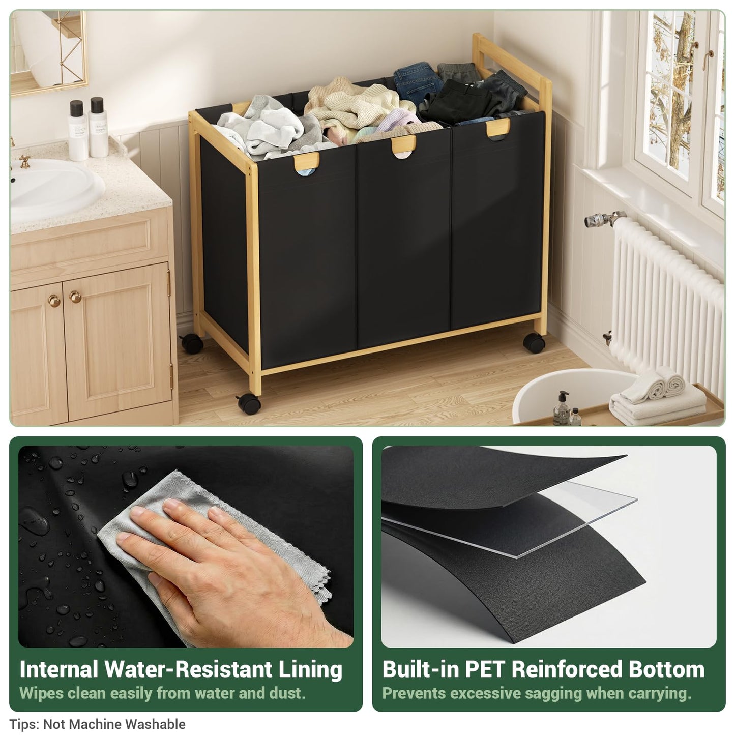 Laundry Hamper with 3 Section