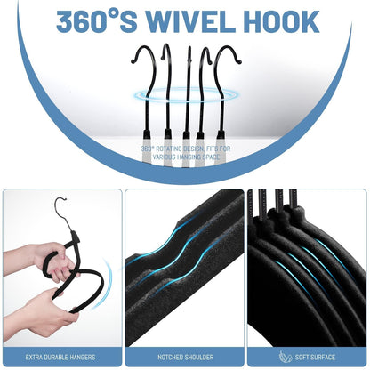 Velvet Hangers Non Slip Ultra Thin Space Saving Clothes Hangers Heavy Duty Closet Organizer Suit Shirt Jacket Hangers