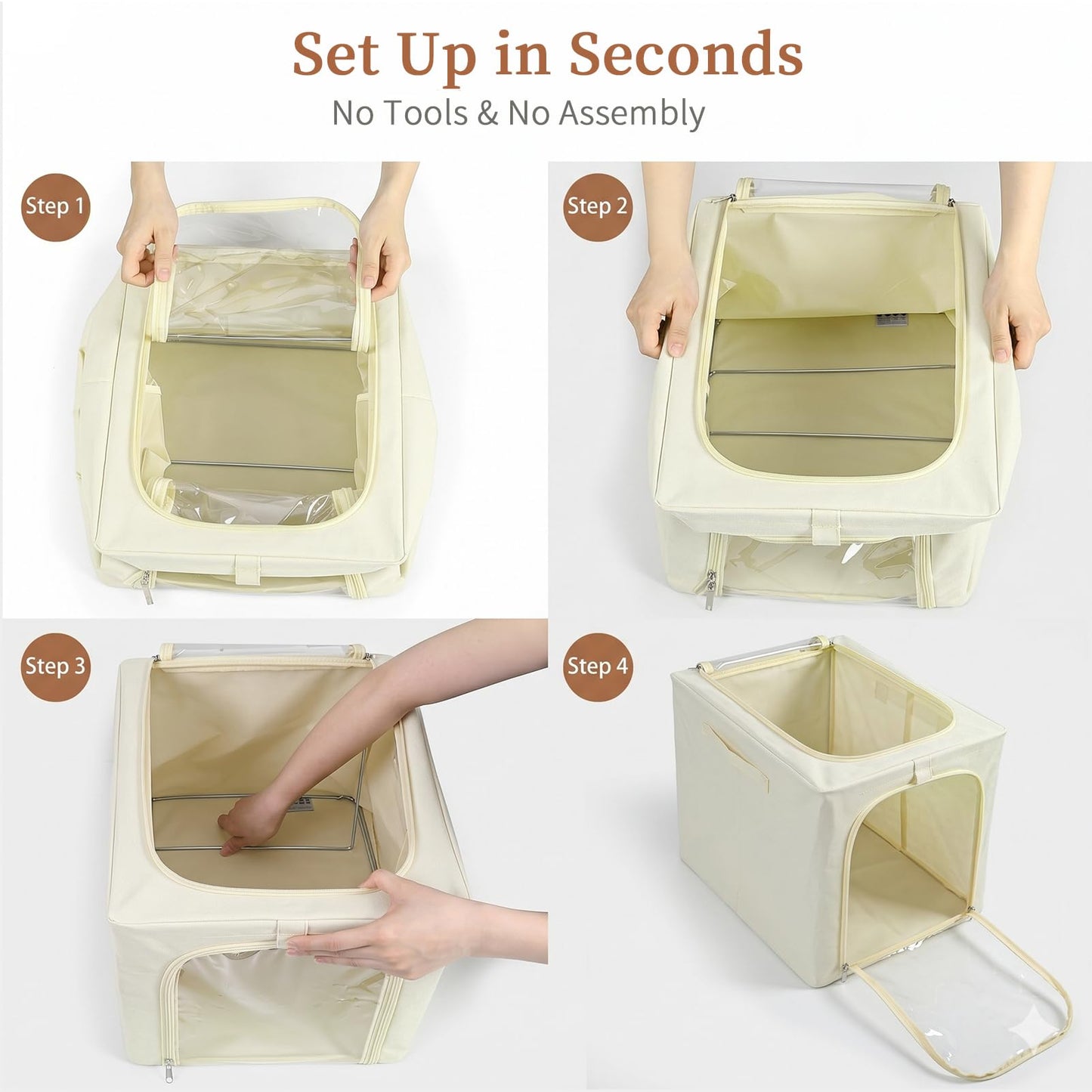 GoMaihe Clothes Storage Bins with Metal Frame for Closet Organizer
