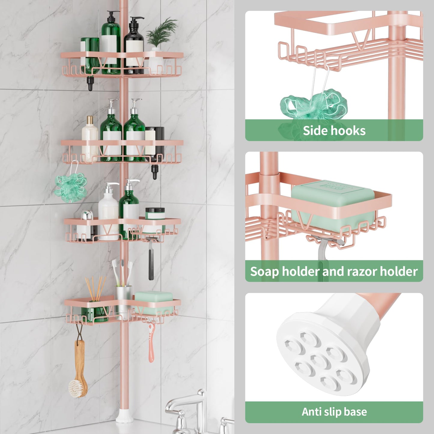 DAOYA Corner Shower Caddy Tension Pole