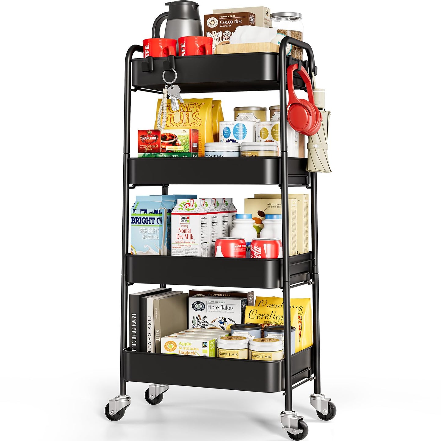 TOOLF Metal Rolling Cart with Wheels