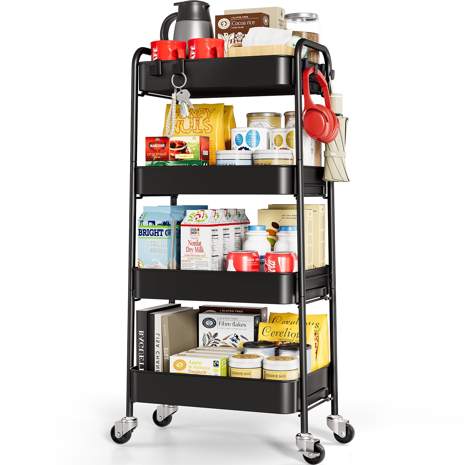 TOOLF Metal Rolling Cart with Wheels