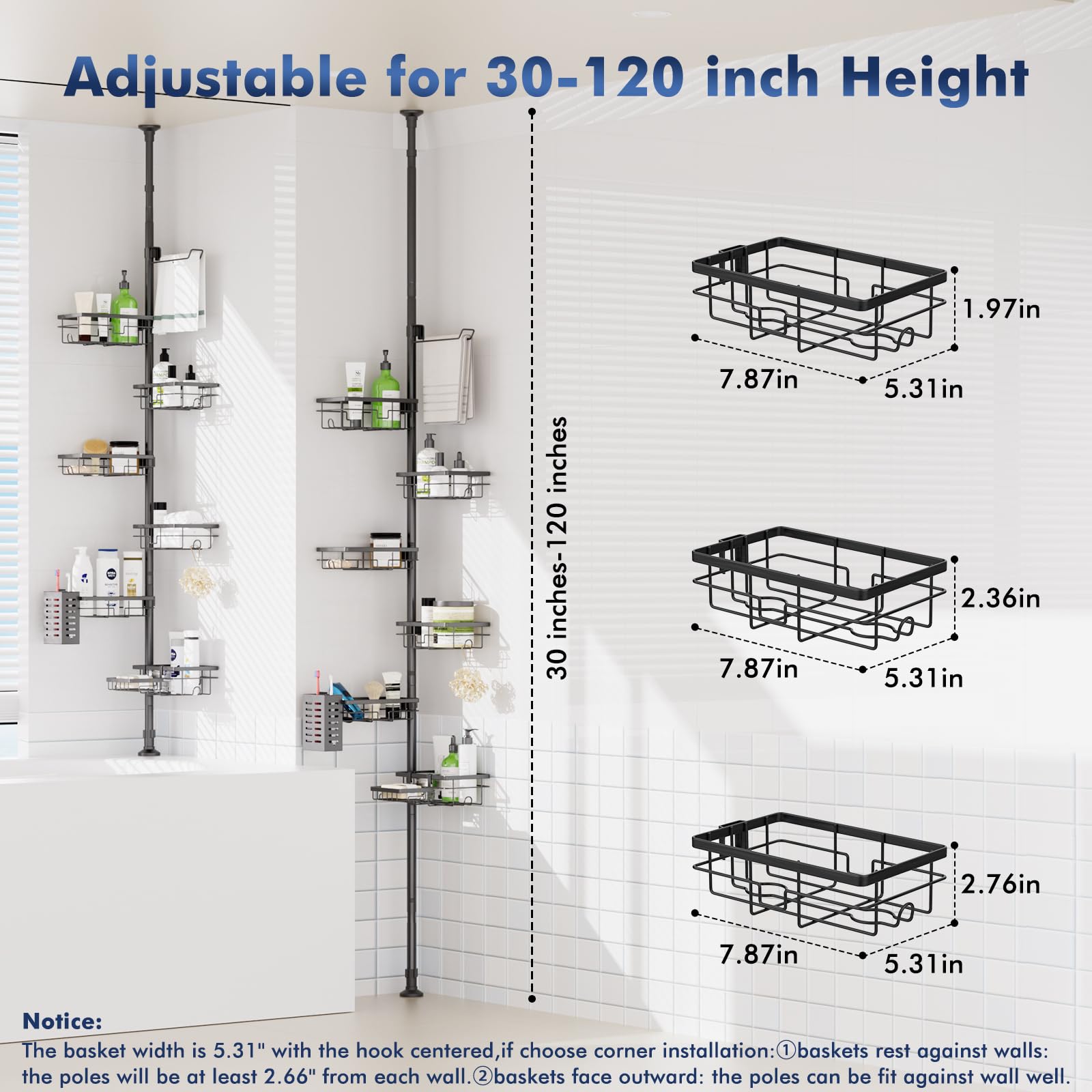 Vatex Corner Shower Caddy Tension Pole