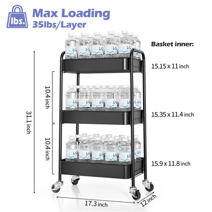TOOLF Metal Rolling Cart with Wheels