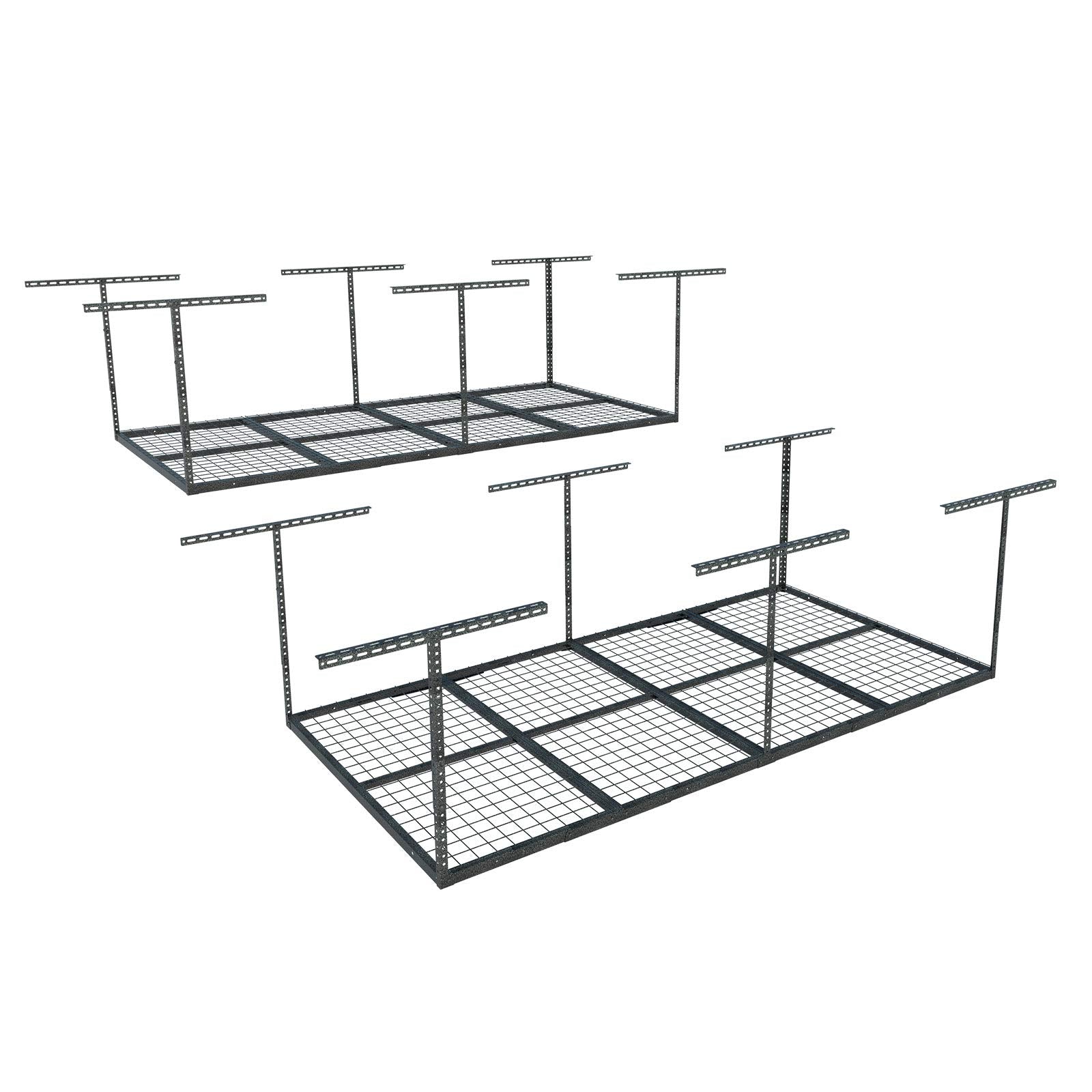 Overhead Garage Storage Rack 4x8 Adjustable Heavy Duty Ceiling Mounted Storage System 750 lbs Capacity Metal Garage Organizer Rack