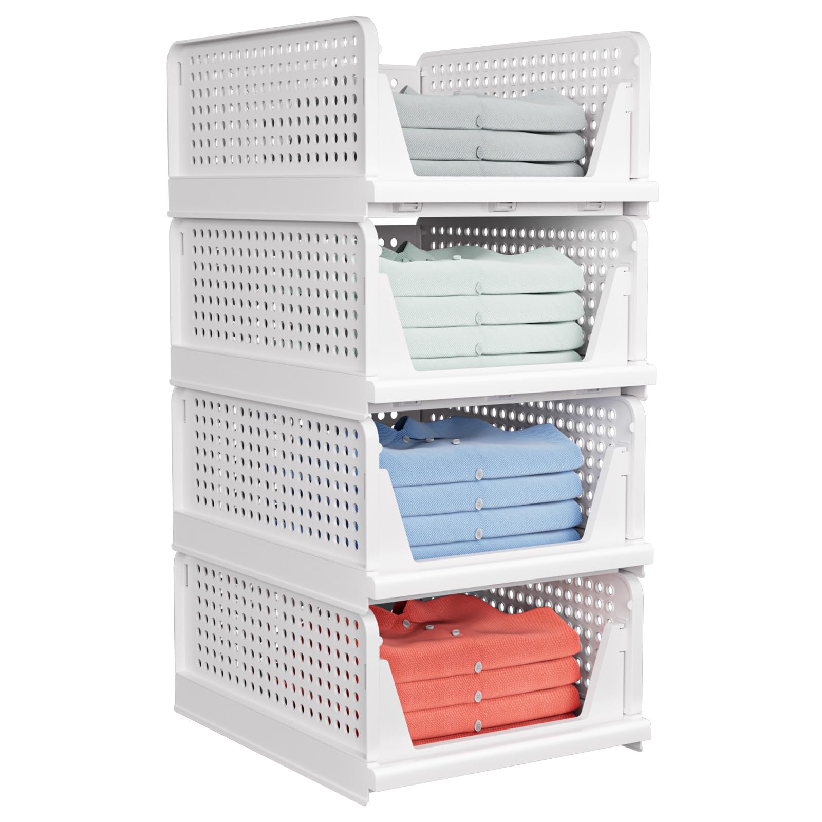 caktraie 5 Pack Stackable Closet Storage Basket - Stackable Storage Bins