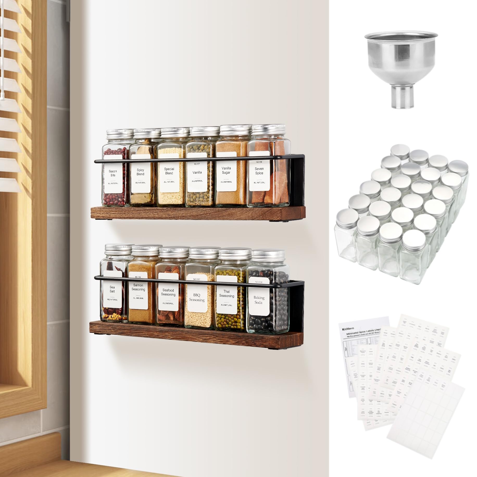 Magnetic Spice Storage Rack Organizer for Fridge Kitchen
