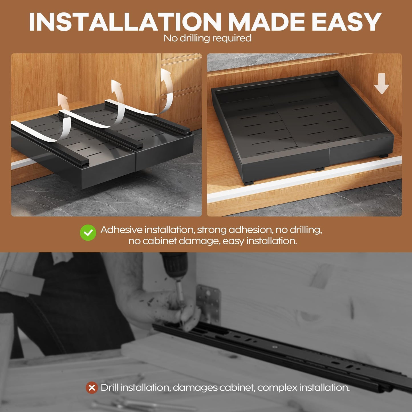 Expandable Pull Out Cabinet Organizer Slide Out Drawer Kitchen Cabinet Storage Rack