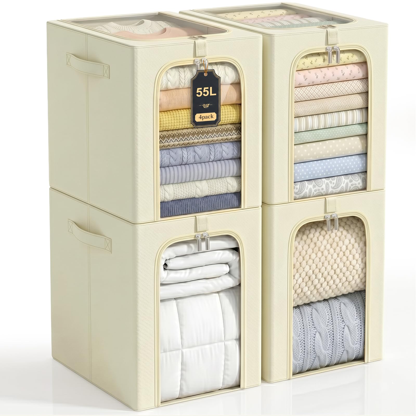 GoMaihe Clothes Storage Bins with Metal Frame for Closet Organizer