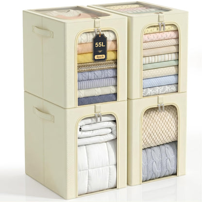 GoMaihe Clothes Storage Bins with Metal Frame for Closet Organizer