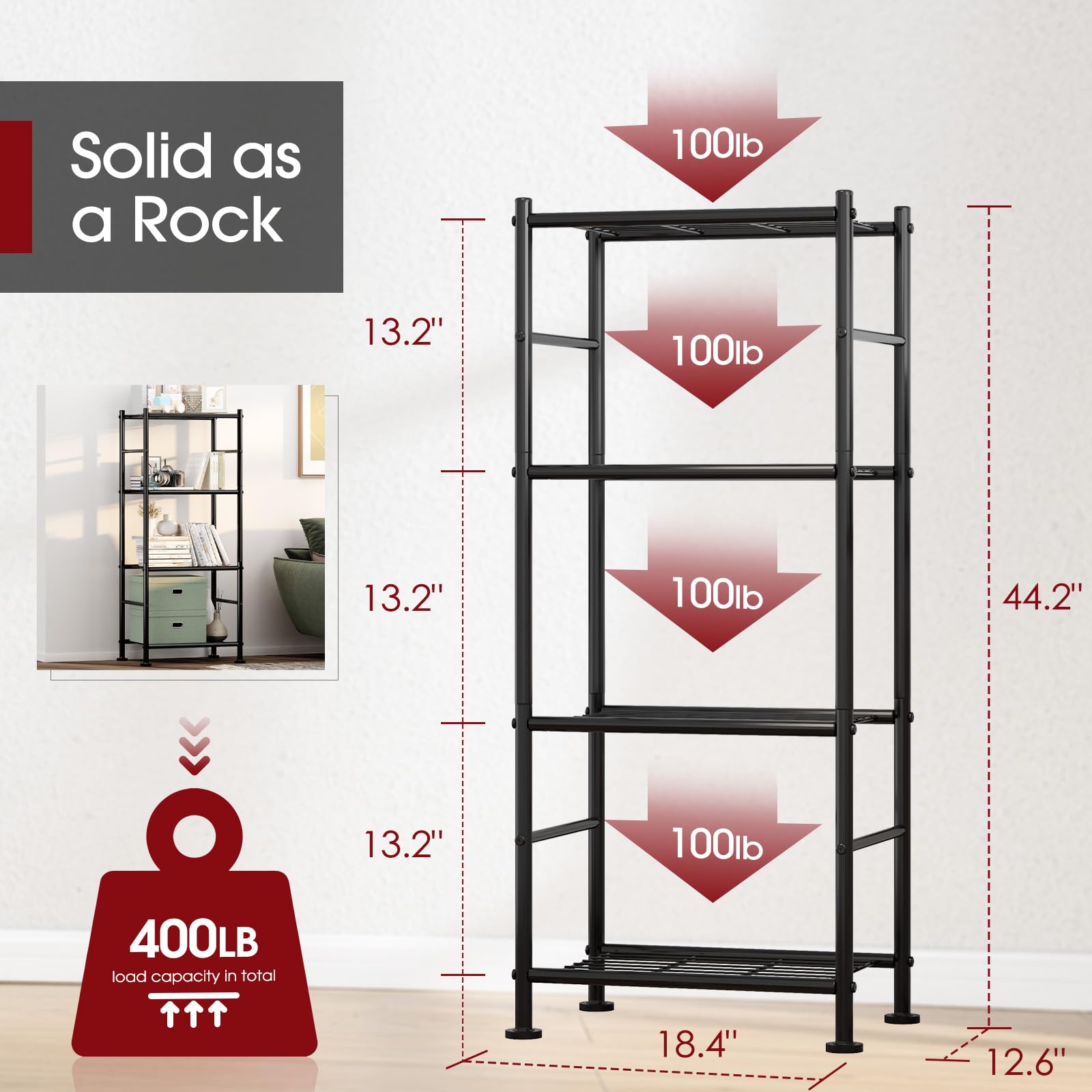 Metal Storage Shelves Space Saving Garage Kitchen Laundry Standing Organizer Rack with Leveling Feet