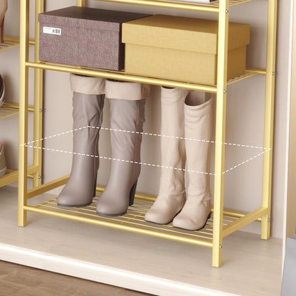 Industrial Shoe Storage Shelf Narrow Entryway Shoe Rack Closet Organizer Metal Wood Storage Shelf