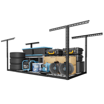 Overhead Garage Storage Rack 4x8 Adjustable Heavy Duty Ceiling Mounted Storage System 750 lbs Capacity Metal Garage Organizer Rack