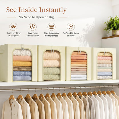 GoMaihe Clothes Storage Bins with Metal Frame for Closet Organizer