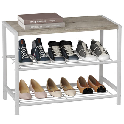 Industrial Shoe Storage Shelf Narrow Entryway Shoe Rack Closet Organizer Metal Wood Storage Shelf