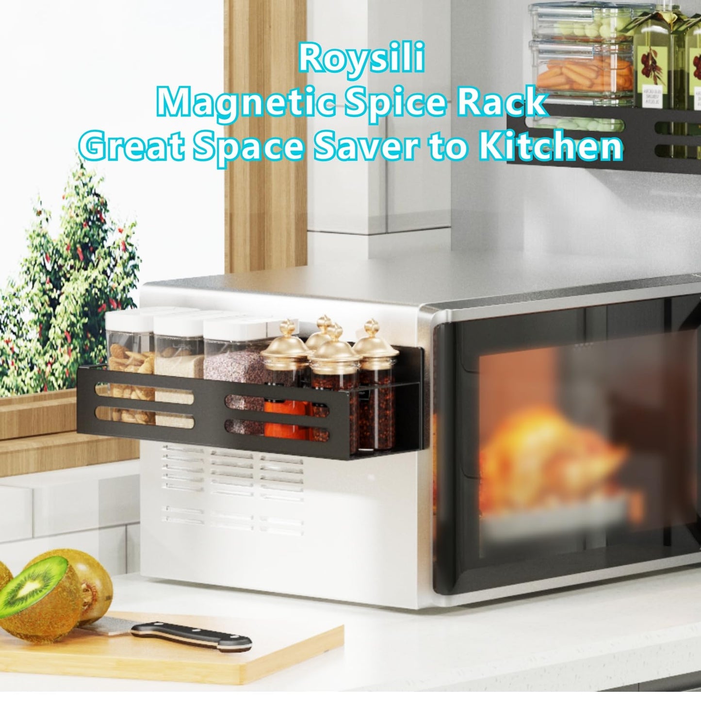 Magnetic Spice Rack for Refrigerator Metal Fridge Organizer Shelf