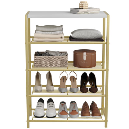 Industrial Shoe Storage Shelf Narrow Entryway Shoe Rack Closet Organizer Metal Wood Storage Shelf