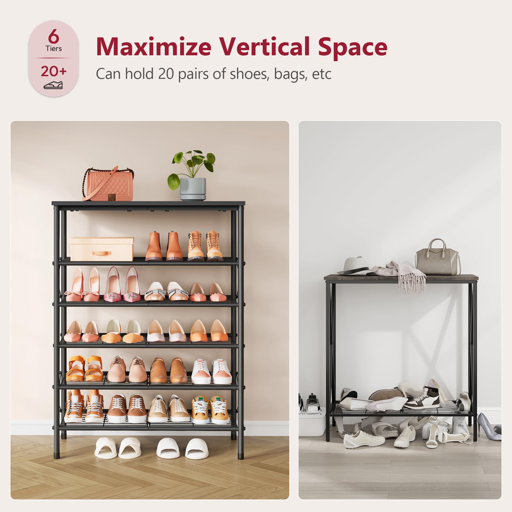 Tajsoon 6-Tier Shoe Rack Organizer