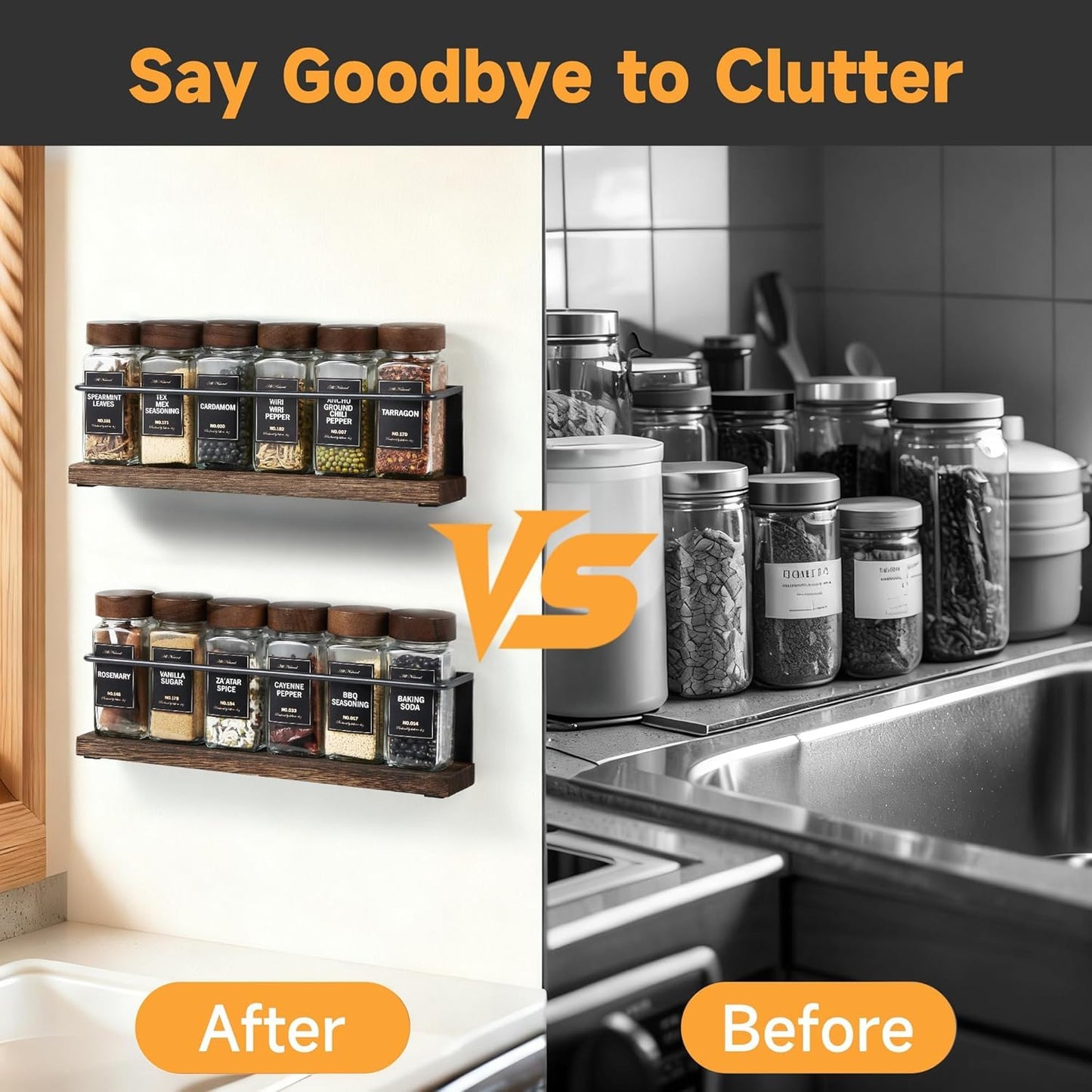 Magnetic Spice Storage Rack Organizer for Fridge Kitchen
