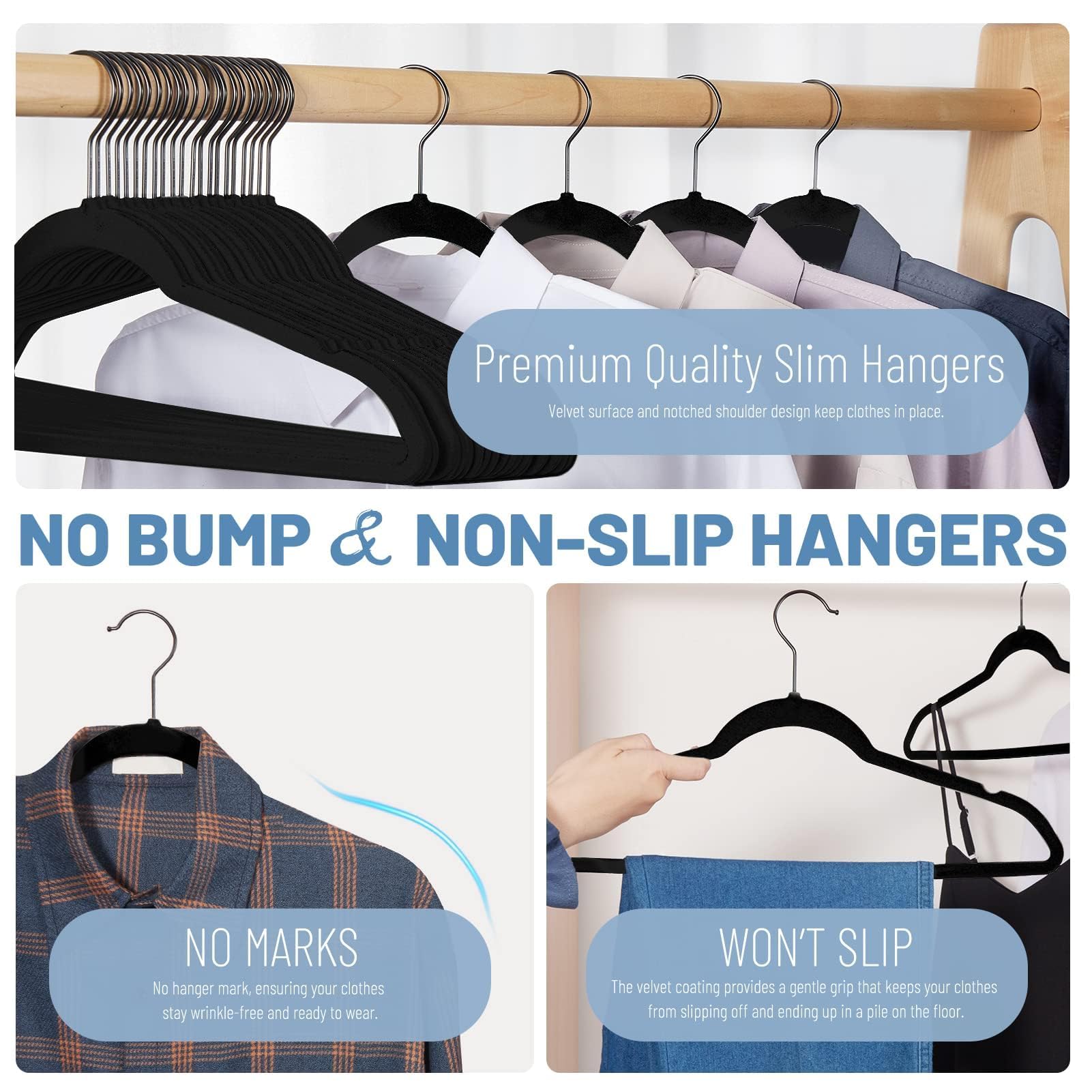 Velvet Hangers Non Slip Ultra Thin Space Saving Clothes Hangers Heavy Duty Closet Organizer Suit Shirt Jacket Hangers