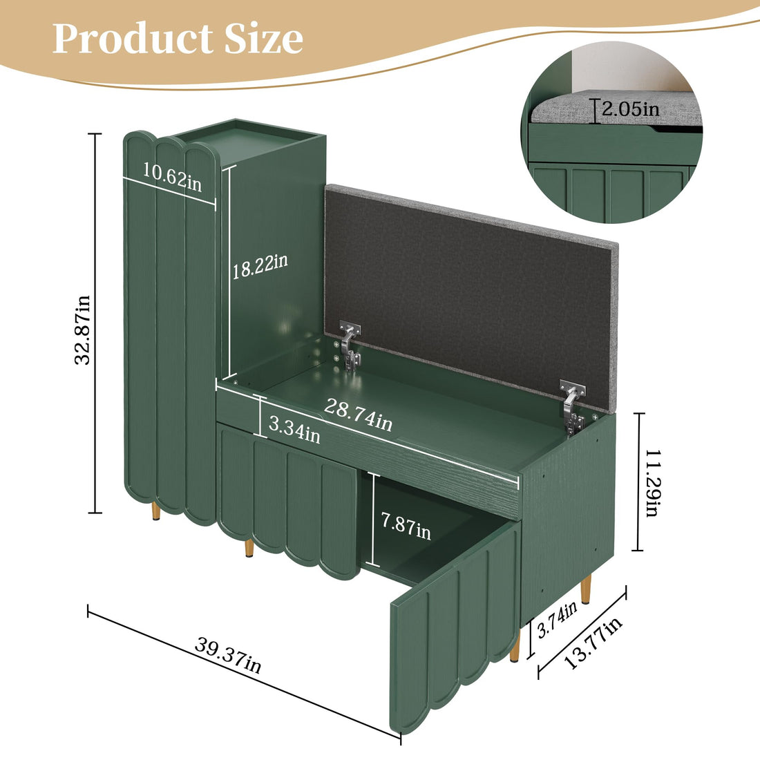 Shoe Cabinet Bench Entryway Storage Adjustable Shelves Cushioned Seat L Shaped Hallway Organizer