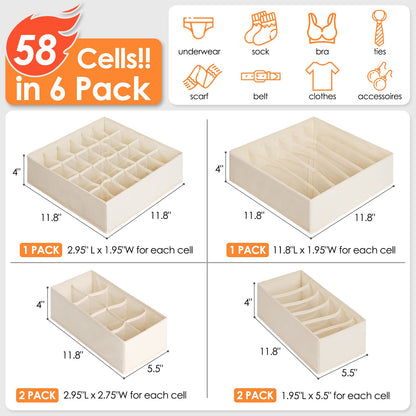 Drawer Organizer Dividers Fabric Foldable Closet Storage Bins Underwear Socks Bra Scarf Organizer