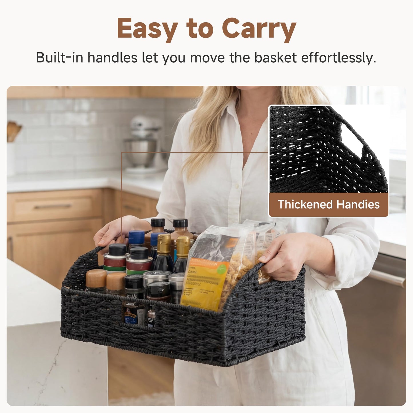 Wicker Storage Baskets Pantry Organizers Storage Basket 2 Pack
