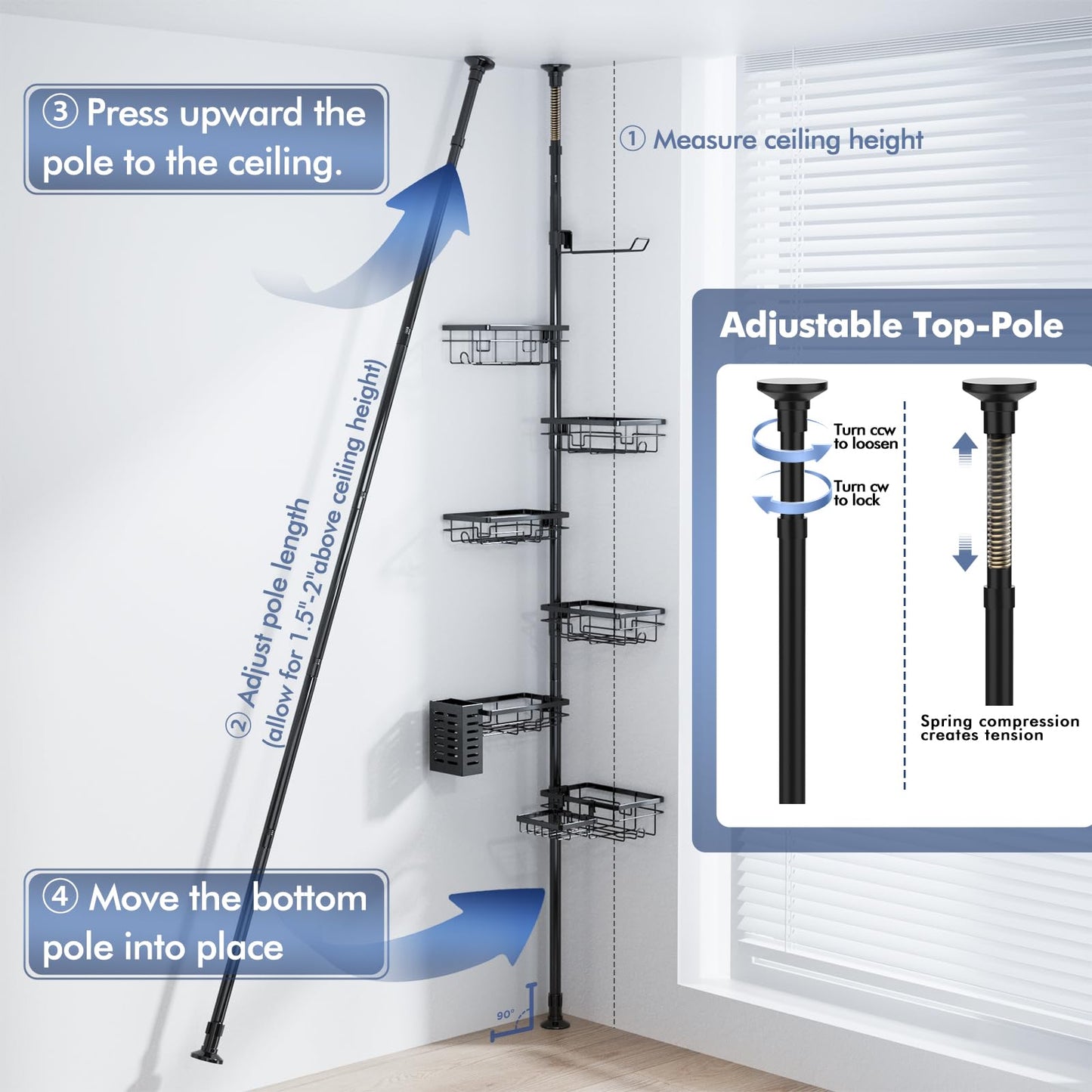 Vatex Corner Shower Caddy Tension Pole