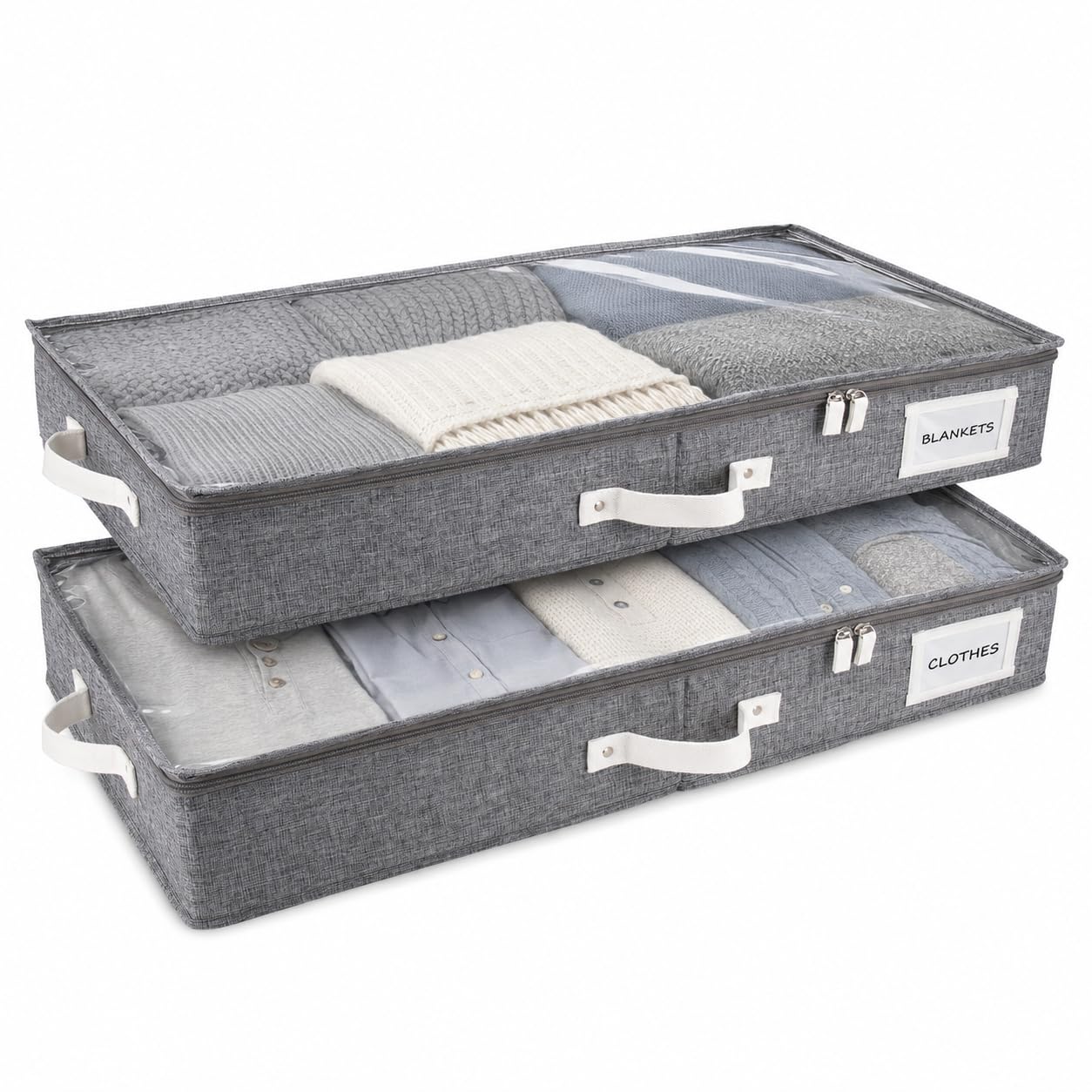 Under Bed Storage Box Drawer Organizer Large Clothes Blanket Shoes Storage Container with Lid Dark Gray