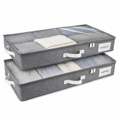 Under Bed Storage Box Drawer Organizer Large Clothes Blanket Shoes Storage Container with Lid Dark Gray