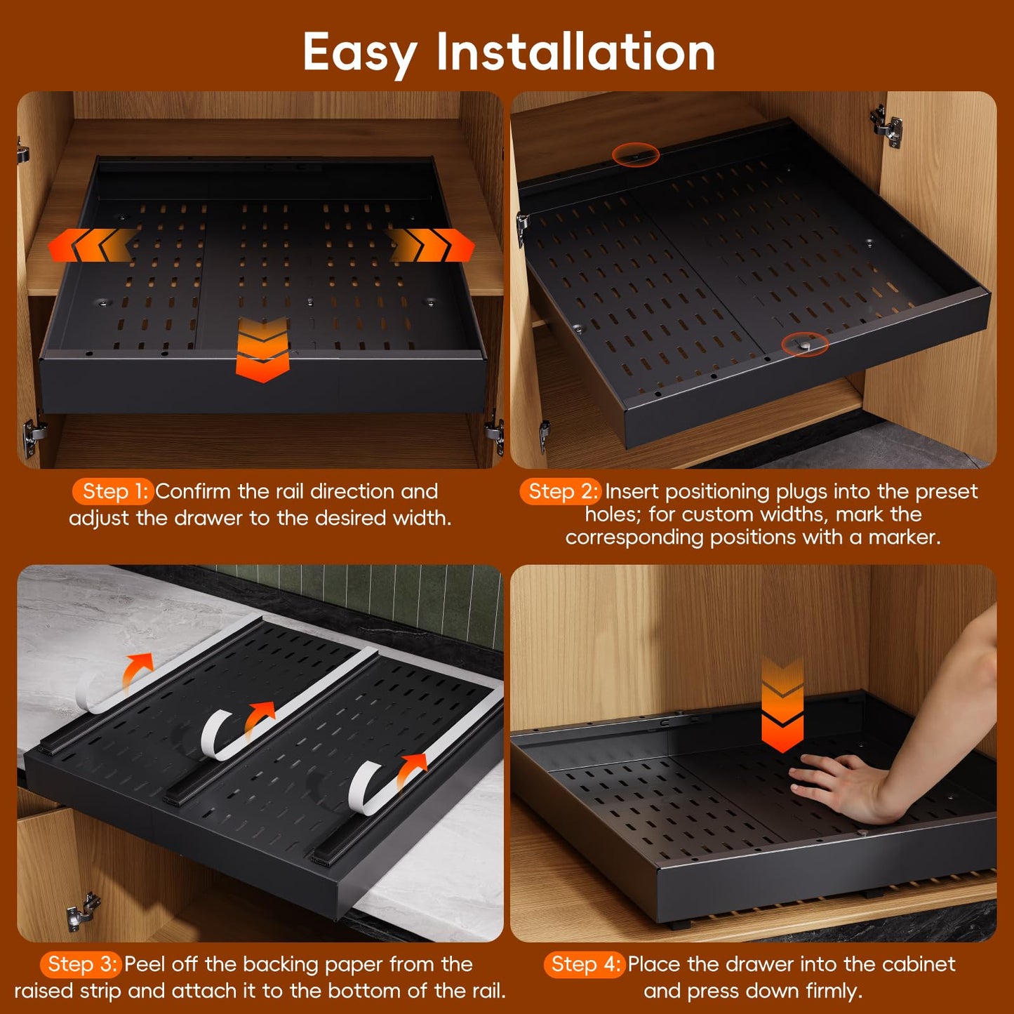 Pull Out Cabinet Organizer Drawer Storage Rack for Kitchen Cabinets