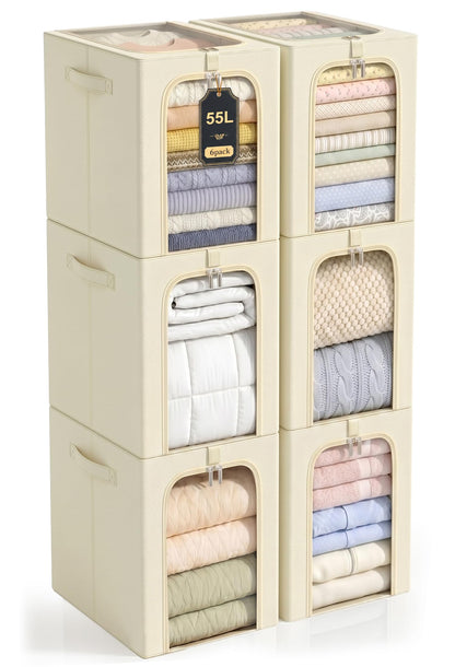 GoMaihe Clothes Storage Bins with Metal Frame for Closet Organizer
