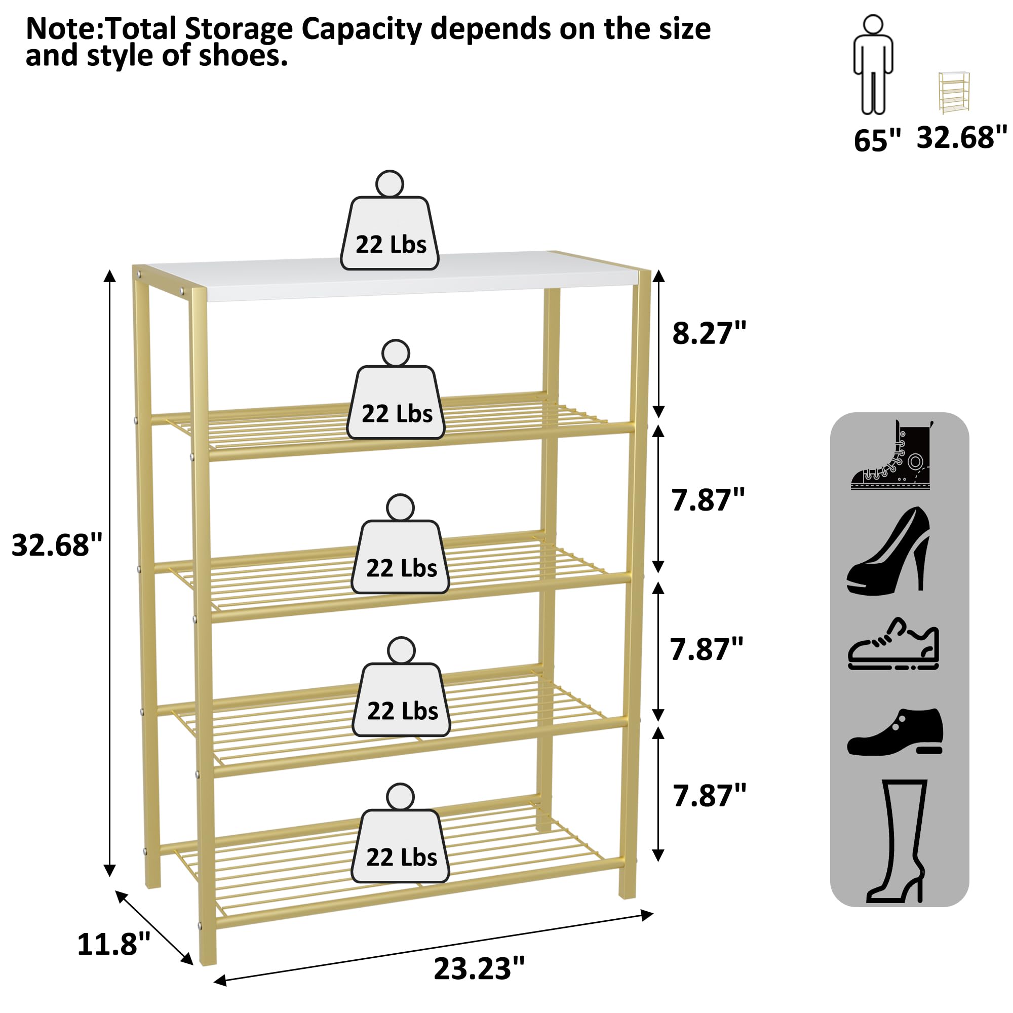 Industrial Shoe Storage Shelf Narrow Entryway Shoe Rack Closet Organizer Metal Wood Storage Shelf