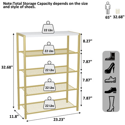 Industrial Shoe Storage Shelf Narrow Entryway Shoe Rack Closet Organizer Metal Wood Storage Shelf