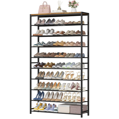 Industrial Shoe Storage Shelf Narrow Entryway Shoe Rack Closet Organizer Metal Wood Storage Shelf