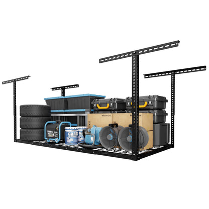 Overhead Garage Storage Rack 4x8 Adjustable Heavy Duty Ceiling Mounted Storage System 750 lbs Capacity Metal Garage Organizer Rack