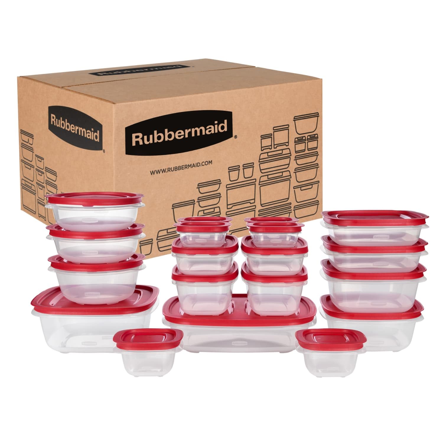 Food Storage Containers Set, 22-Piece Rectangle & Square with Lids