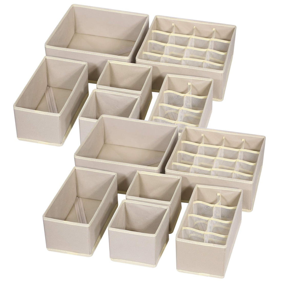Foldable Drawer Organizer Clothes Storage Bins Fabric Closet Storage Boxes Set of 12