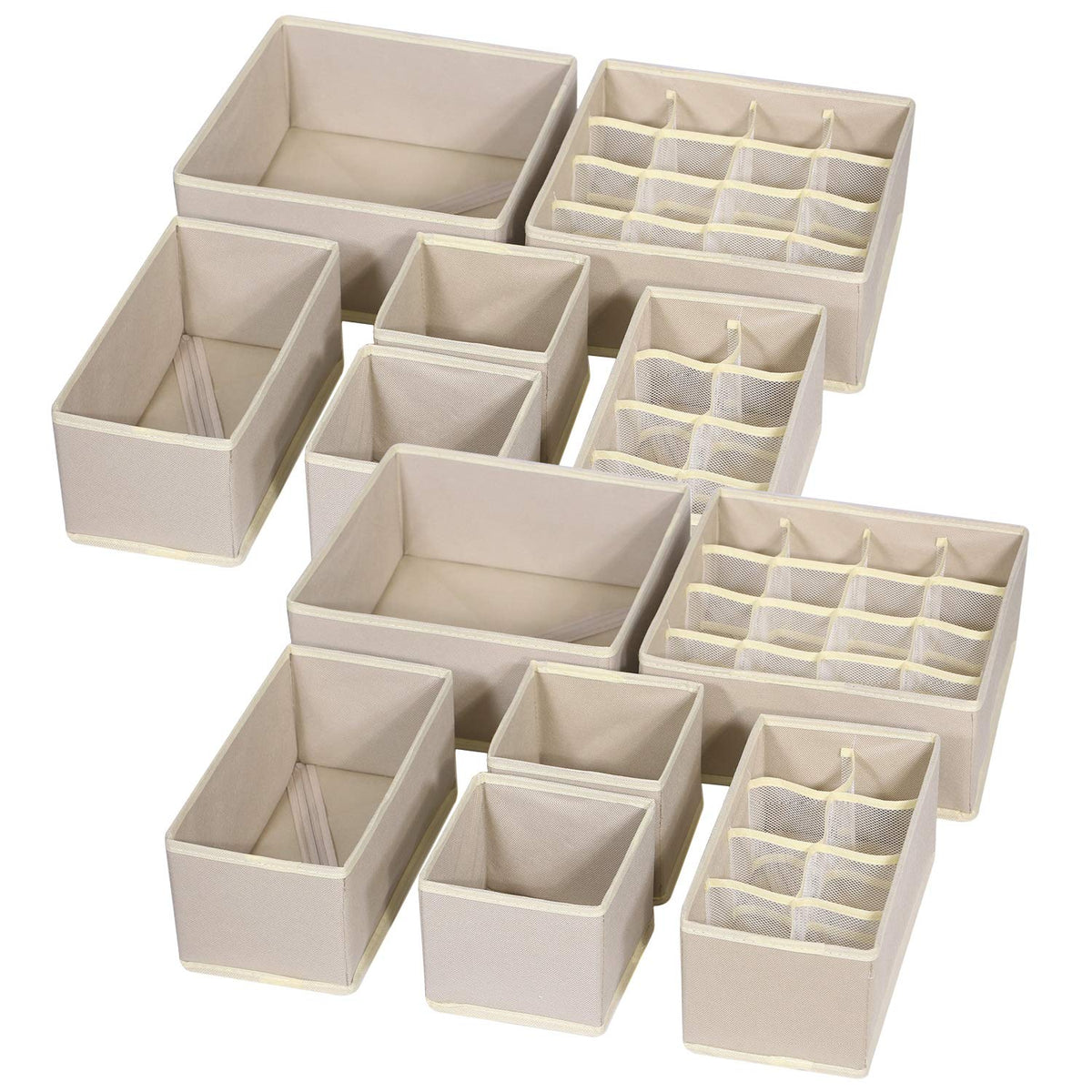 Foldable Drawer Organizer Clothes Storage Bins Fabric Closet Storage Boxes Set of 12