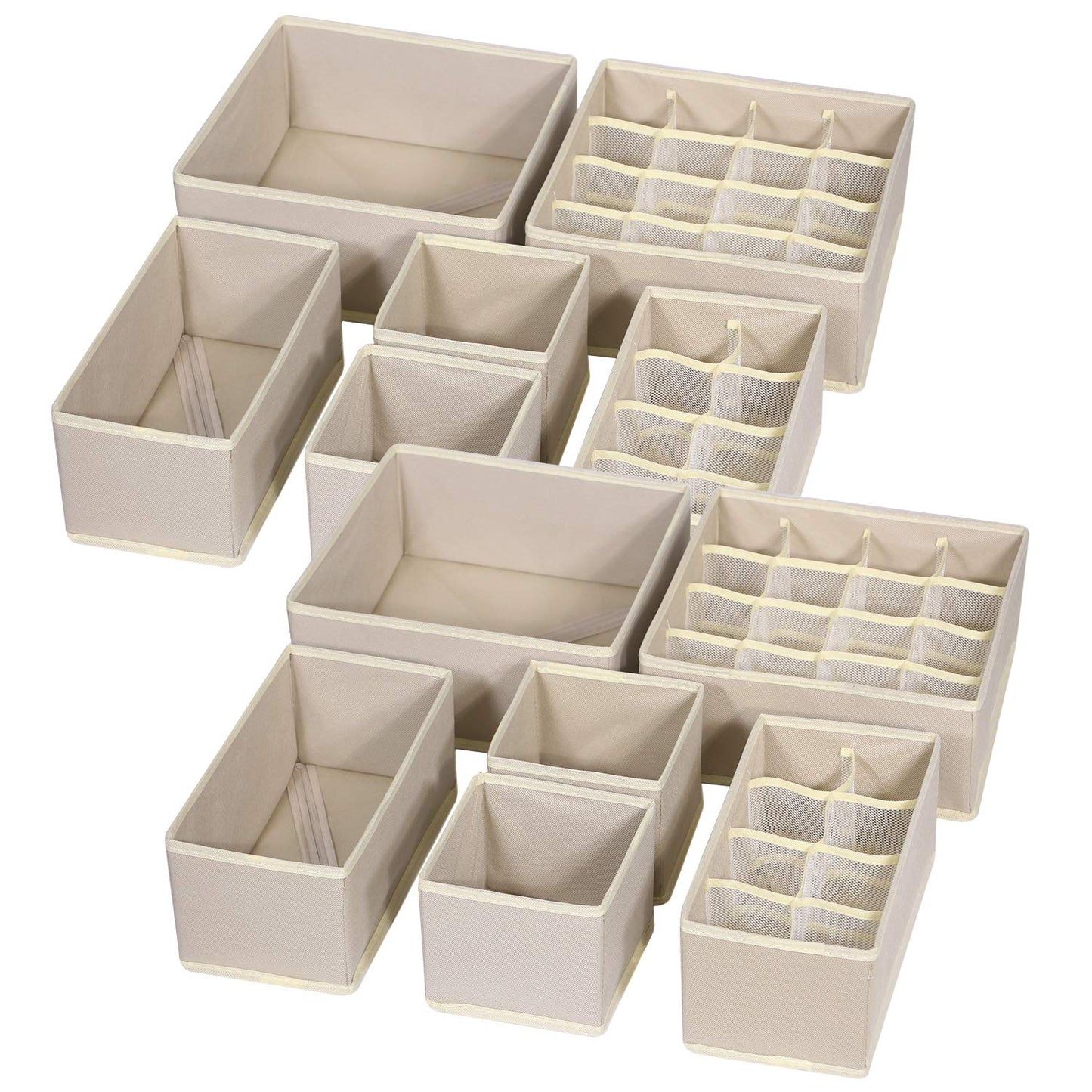 Foldable Drawer Organizer Clothes Storage Bins Fabric Closet Storage Boxes Set of 12
