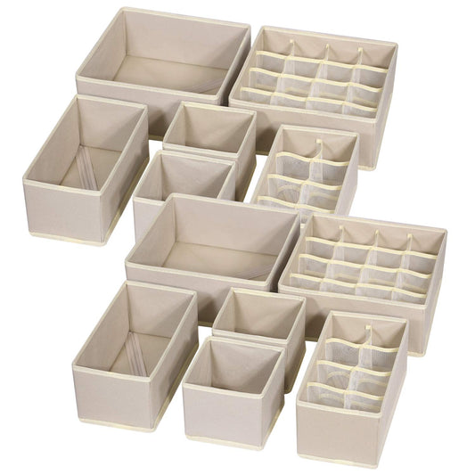 Foldable Drawer Organizer Clothes Storage Bins Fabric Closet Storage Boxes Set of 12