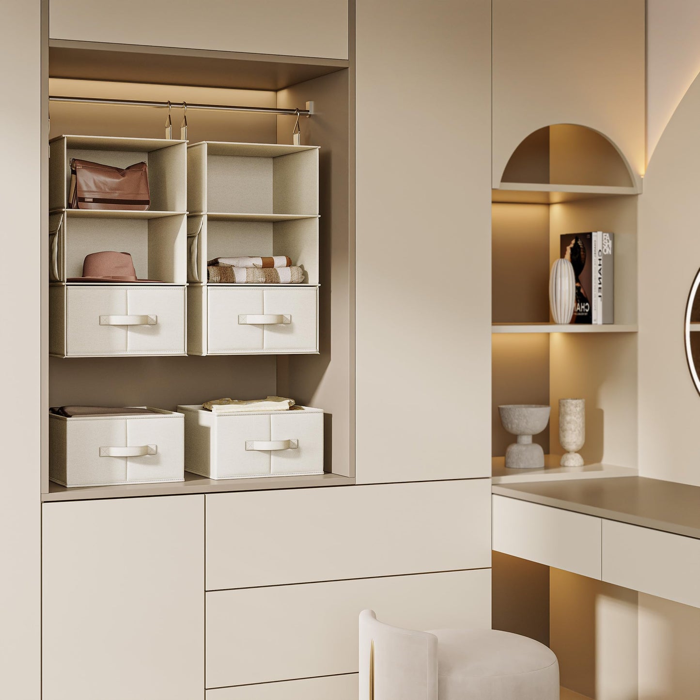 Hanging Closet Organizer Shelves with Drawers Closet Storage Organizer with Shelves and Compartments