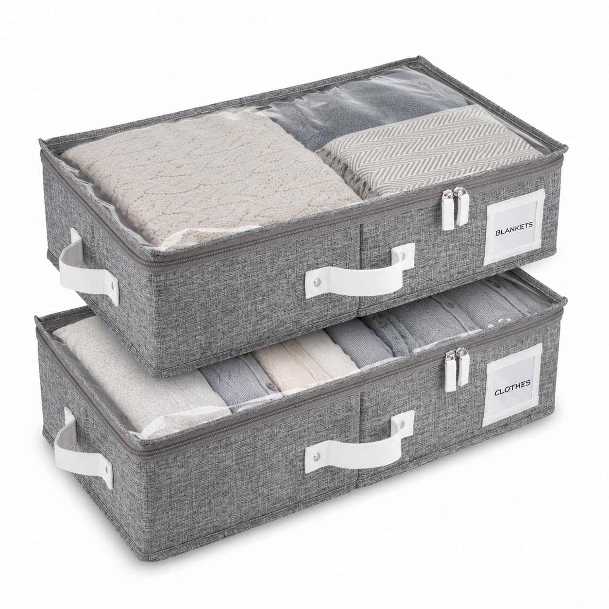 Under Bed Storage Box Drawer Organizer Large Clothes Blanket Shoes Storage Container with Lid Dark Gray