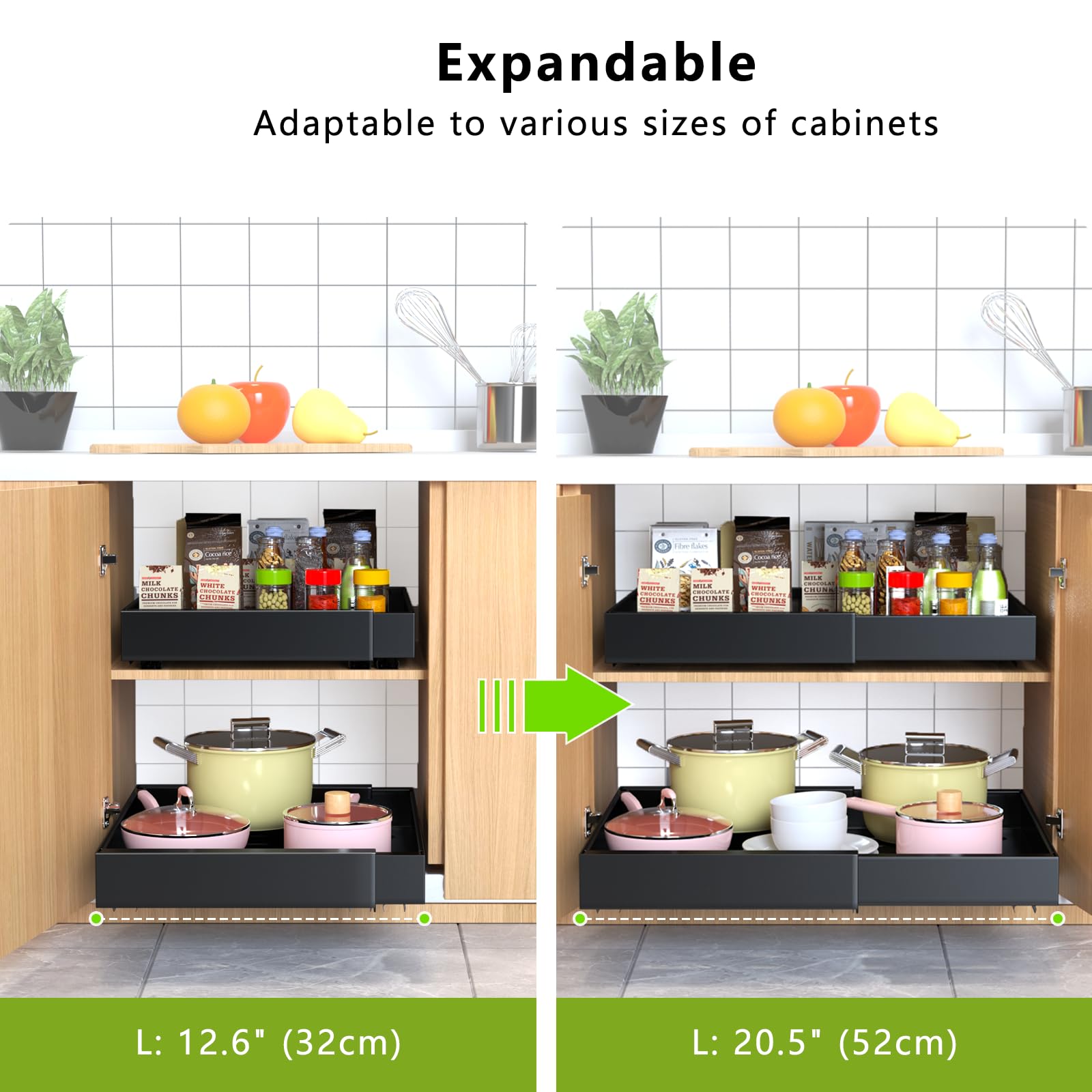 Pull Out Cabinet Organizer Adjustable Slide Out Drawer Kitchen Cabinet Storage Rack
